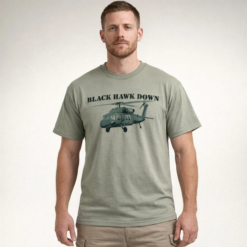 Black Hawk Down The Legend Continues Graphic T-Shirt Size M Green Military‎